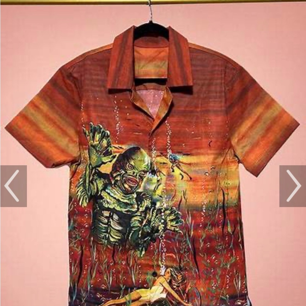 Vixen by Micheline Pitt Creature Graphic Shirt in Orange and Green 2X-NWT